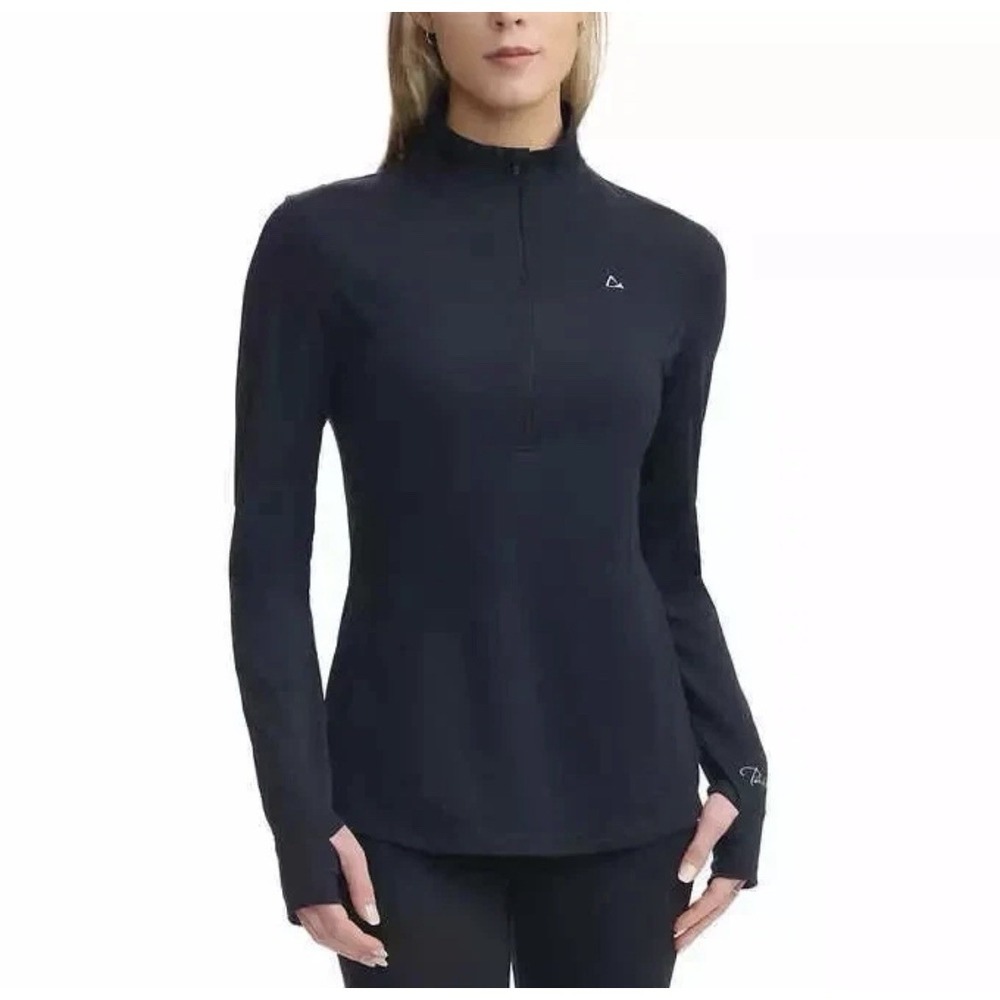 Paradox Womens Merino Blend 1/4 Zip Base Layer Top Black Large REPREVE Eco